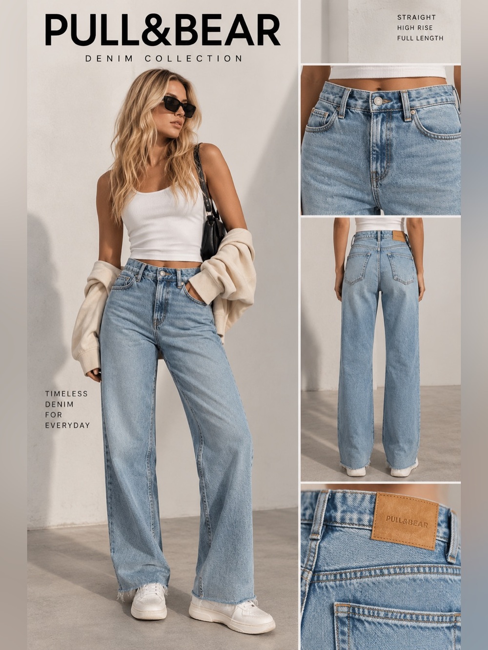 Pull&Bear Straight High-Rise Full Length Denim Jeans Women’s Size 2 NWT!